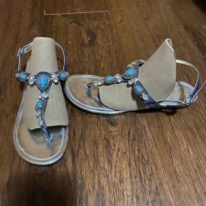 Unisa Blue Jeweled Sandals